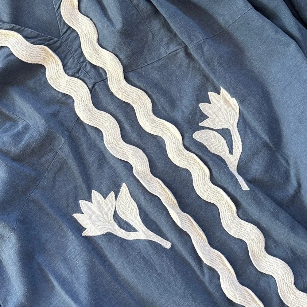 FARM Rio Blue Maxi Dress with White Appliqué - Picture 7 of 8